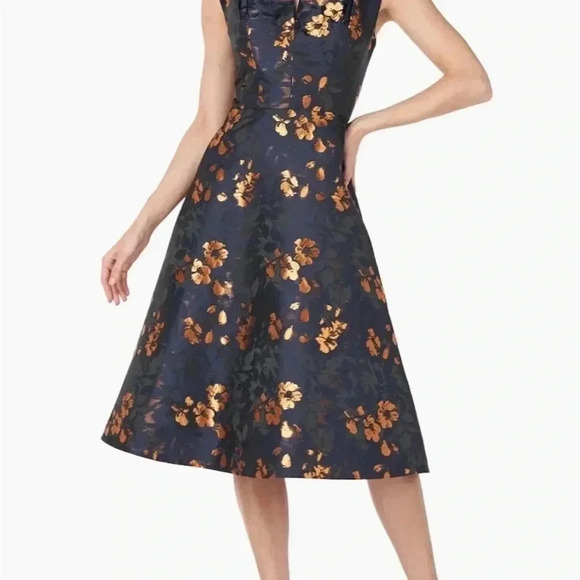 Kay Unger Dresses & Skirts - Women's Kay Unger Elegant Floral Dress Ramona Jacquard Fit and Flare Size 2